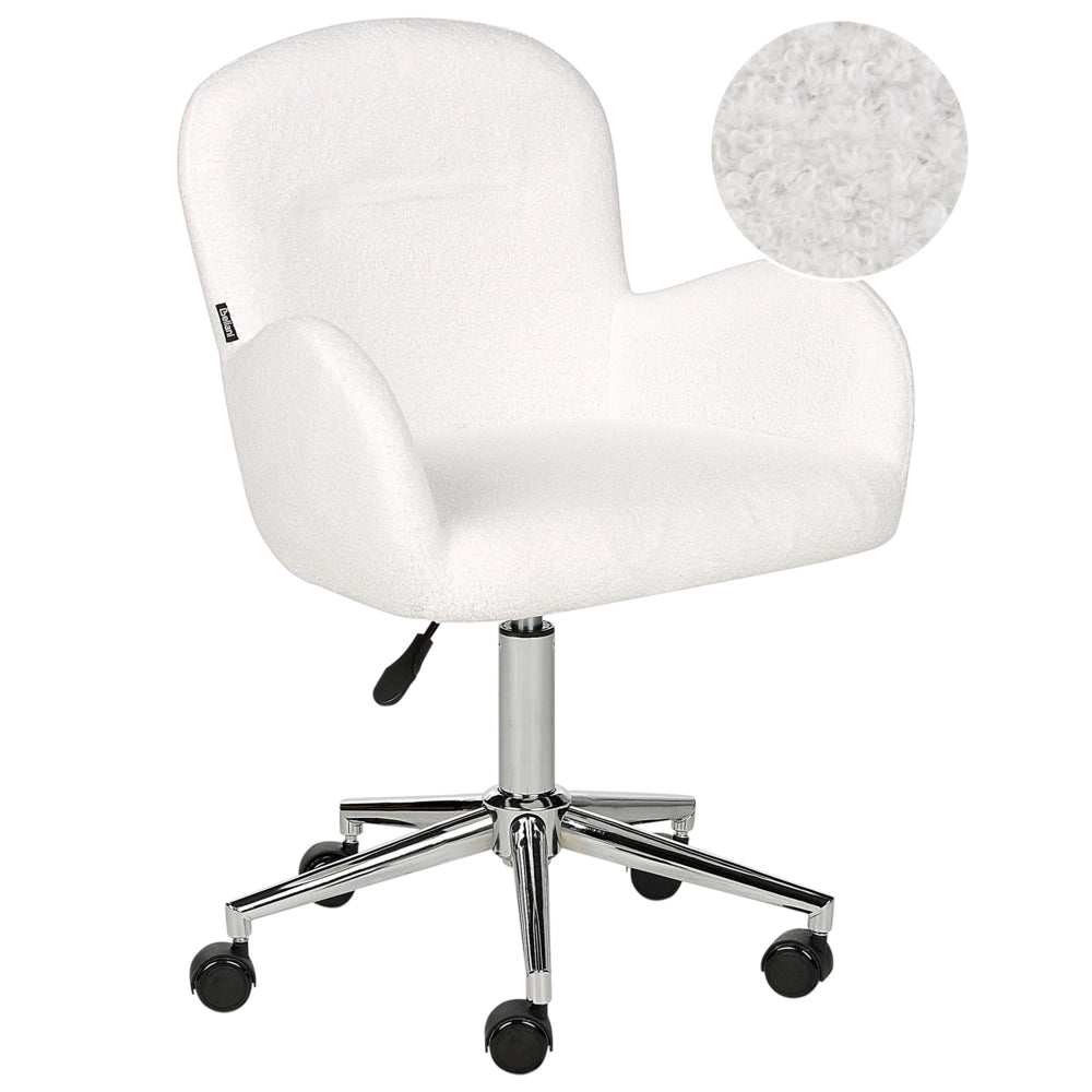Sedia da ufficio girevole con altezza regolabile in tessuto boucle bianco stile moderno retrò ufficio di casa