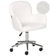Sedia da ufficio girevole con altezza regolabile in tessuto boucle bianco stile moderno retrò ufficio di casa