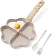 Egg pan a forma di cuore con 4 compartimenti, rivestimento antiscivolo in granito, piccola padella in acciaio, adatta per induzione, padella creativa e carina per omelette, padella per pancake salutare per la colazione