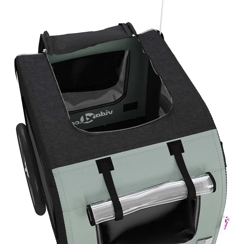 Rimorchio da Bici per Animali Grigio e Nero Oxford e Ferro CFW7266322