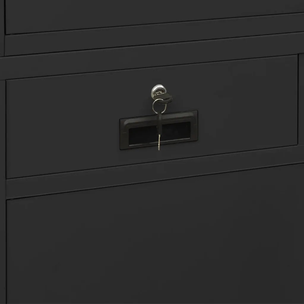 Armadio per Ufficio Antracite 90x40x180 cm in Acciaio e Vetro 336424
