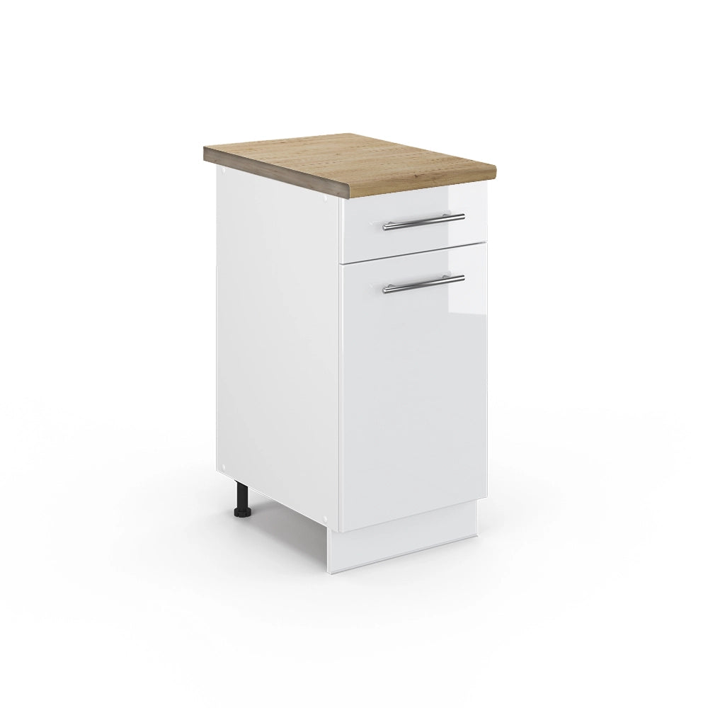 Mobiletto base per cucina Fame-Line Bianco lucido/Bianco 40 cm, PL Rovere Vicco