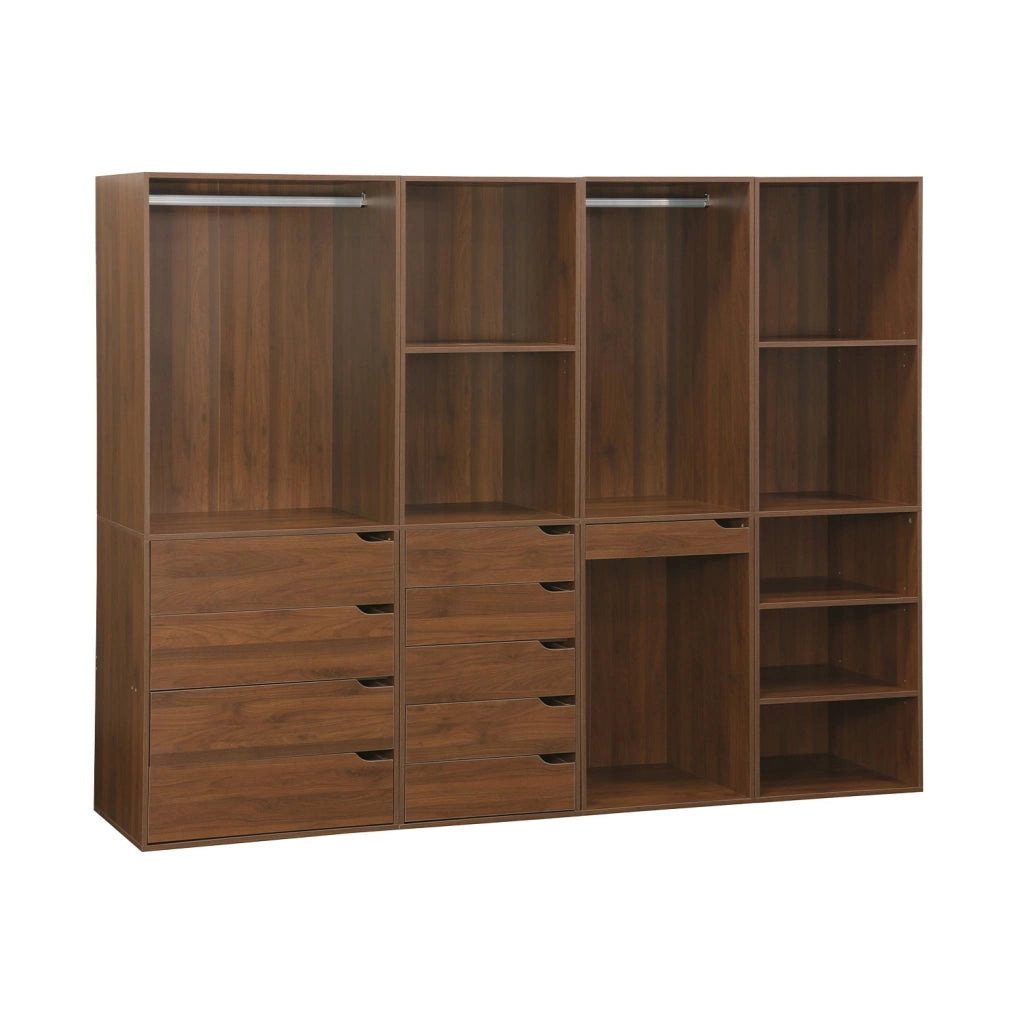 Kit armadio modulare decorazione legno 4 elementi, noce