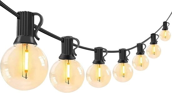 Cavo di illuminazione esterno a LED 7,5 m con 12 + 1 lampade - Impermeabile e resistente alle intemperie per giardino e terrazzo