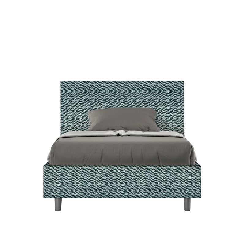Letto imbottito 1 piazza e mezza 120x210 cm tessuto Aragona Adele - Con rete,Blu