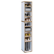 Super Scarpiera Legno H183 L30 P33 cm Armadio Porta Scarpe Salvaspazio con Ripiani Regolabili Colore Bianco