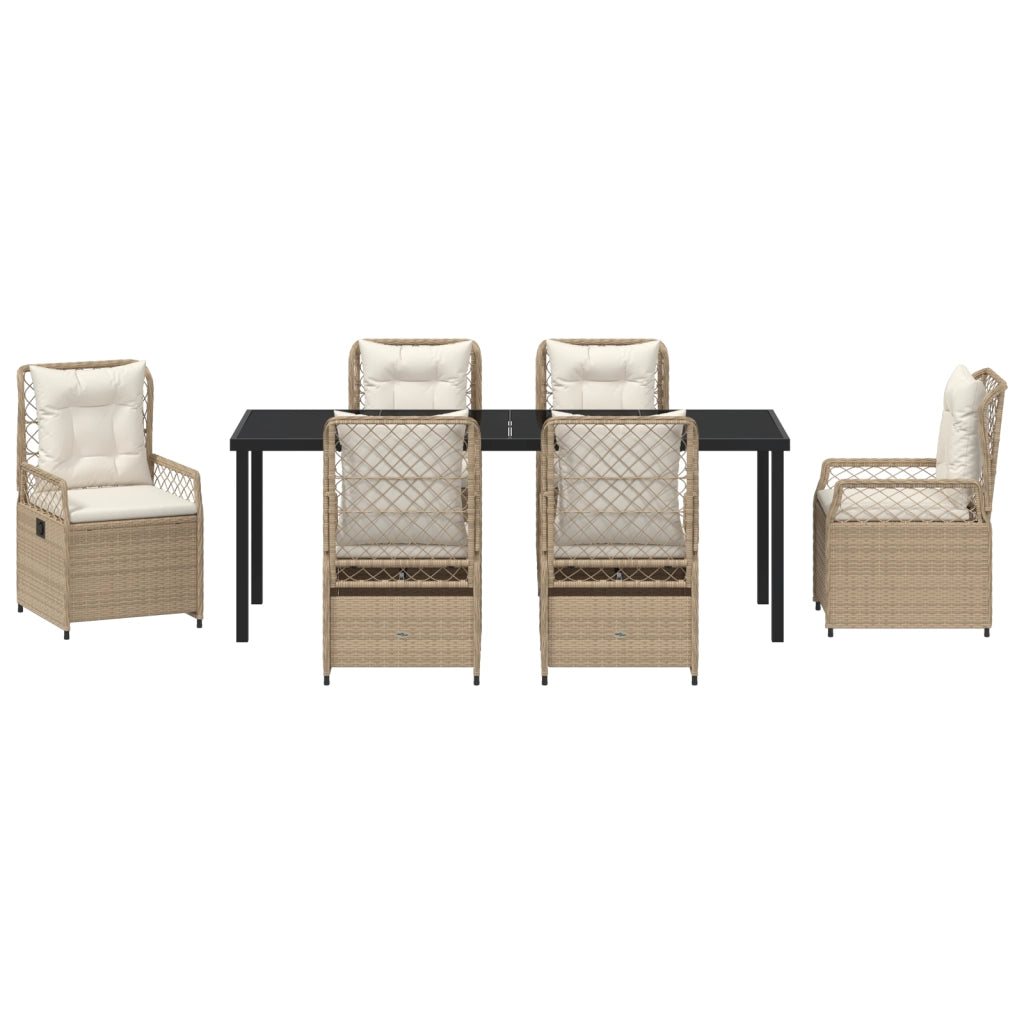 Set di Mobili da Giardino 7 Pezzi Beige Rattan Polimerico