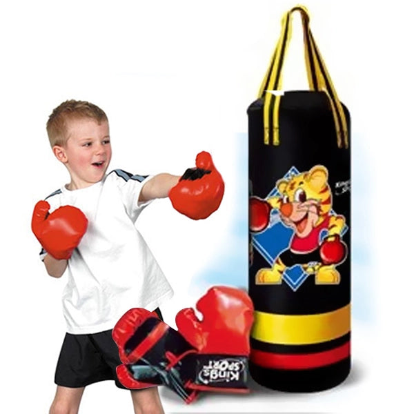 Set Boxe Pugilato per Bambini con Sacco da Appendere Guantoni ed Effetti Sonori