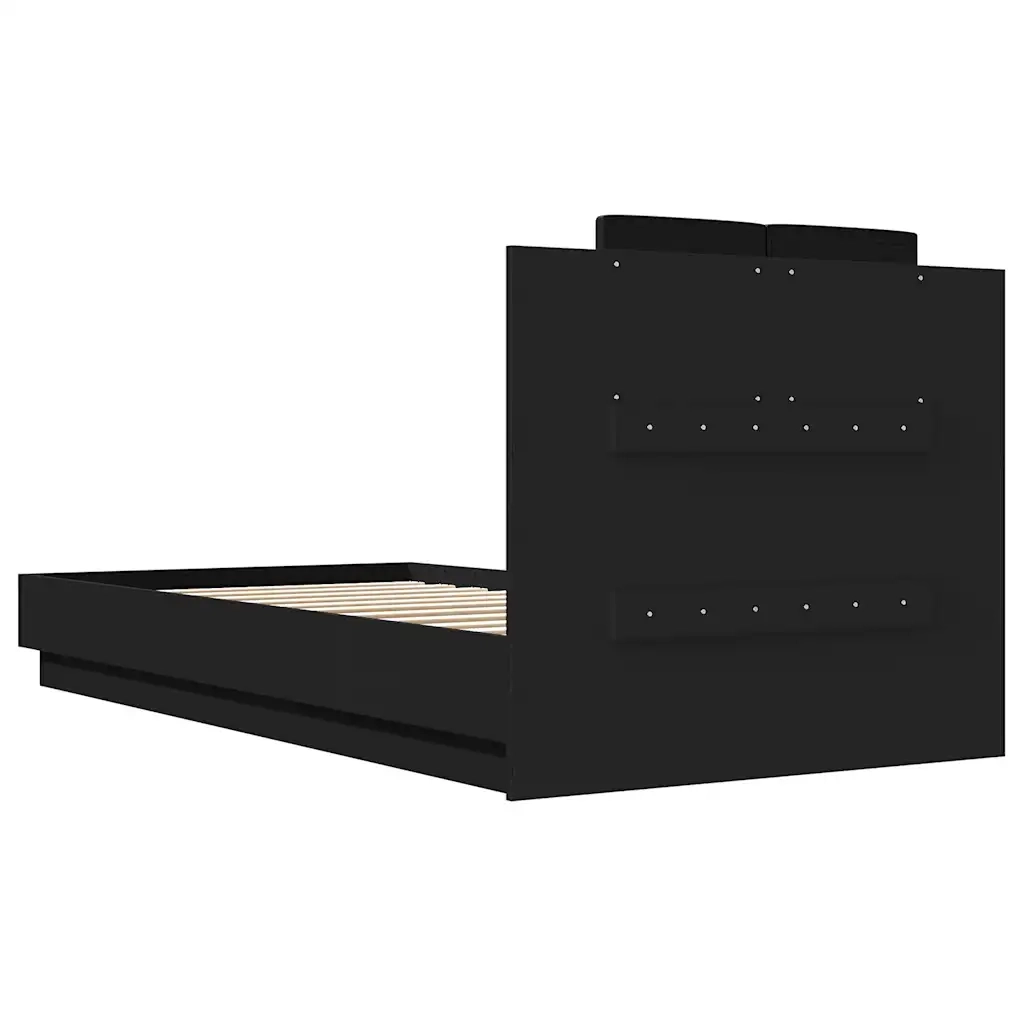 Giroletto con Testiera-Struttura Letto con testiera Nero 75x190 cm in Legno Multistrato 439617