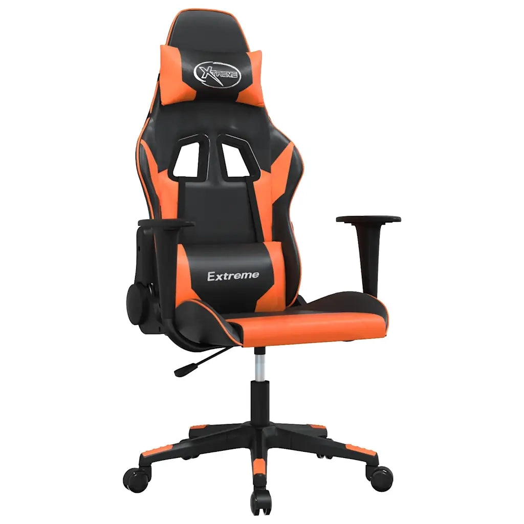 vidaXL Sedia da Gaming Massaggiante Nero e Arancione in Similpelle