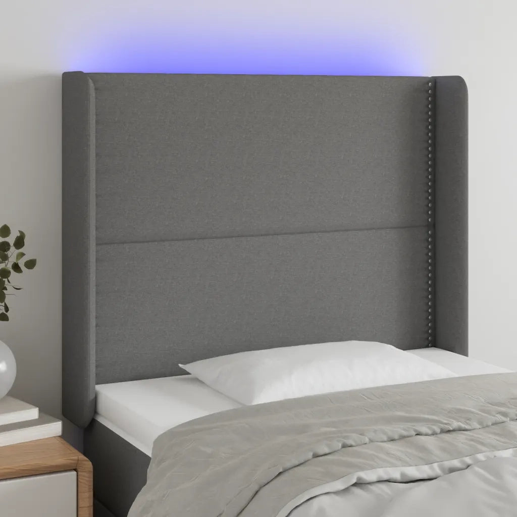Testiera a LED-Testata con LED GrigioScuro 103x16x118/128cm inTessuto 757895