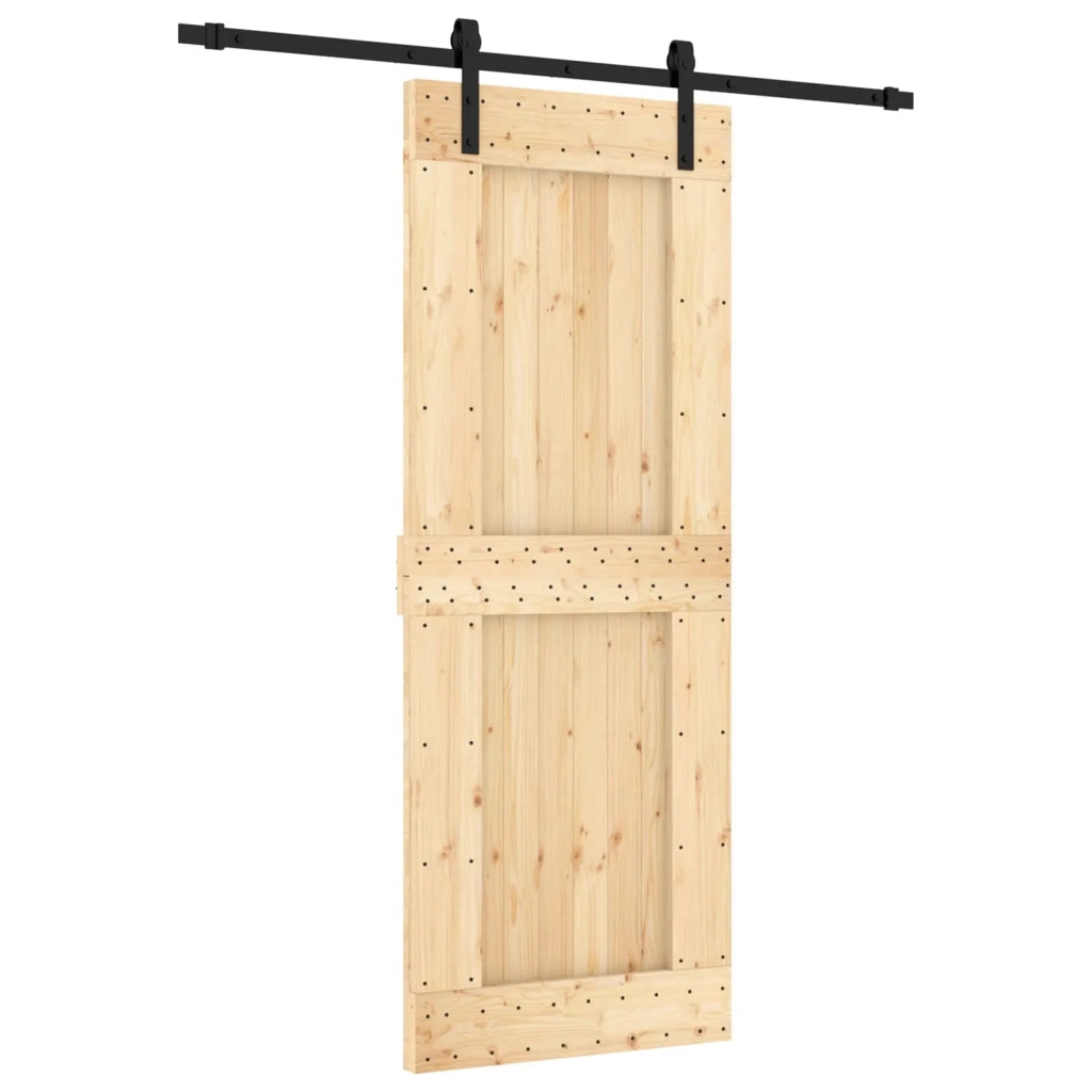 Porta scorrevole Naturale e Nero 80 x 210 cm 3444901