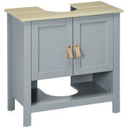 Mobile Bagno Sottolavabo con 2 Ante e Ripiano Regolabile ¨C Zephmum ¨C 60x30x60 cm Grigio