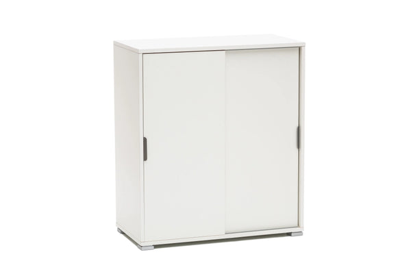 Mobile 2 ante scorrevoli. Scarpiera, mobiletto gia' montato ,Legno, Bianco, 38x75x85 cm