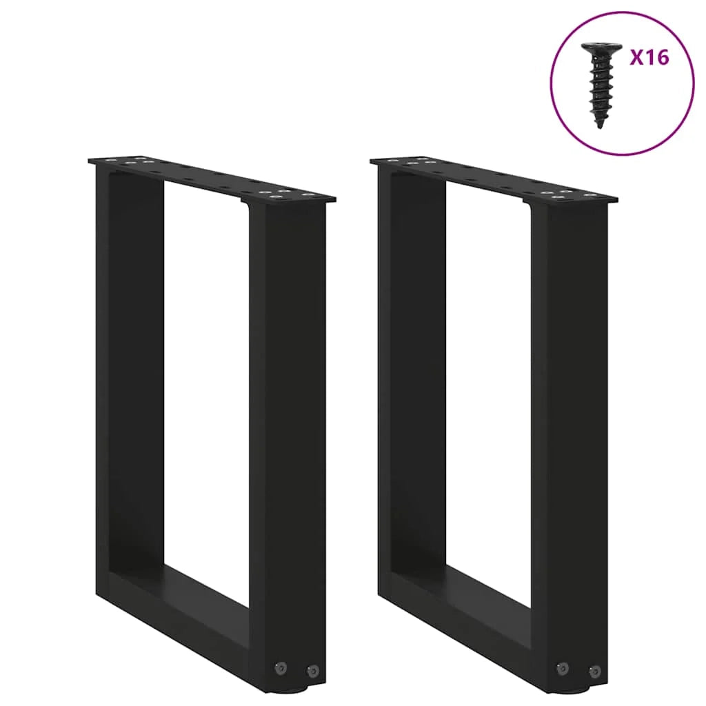 Set di 2 gambe regolabili per tavolino da caffè a forma di U design moderno 28 x 43 cm acciaio nero 02_0057388