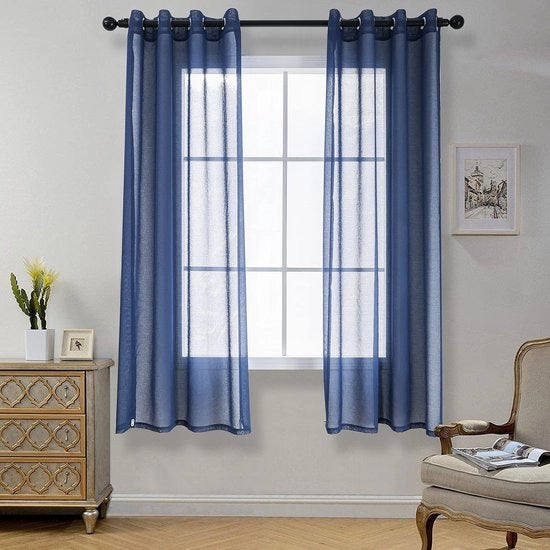 Set di tende trasparenti da 2 pezzi - H 160 x B 140 cm - Con anelli - Facile da pulire - Senza pieghe - Tende in poliestere ad alta respirazione - Voile tende