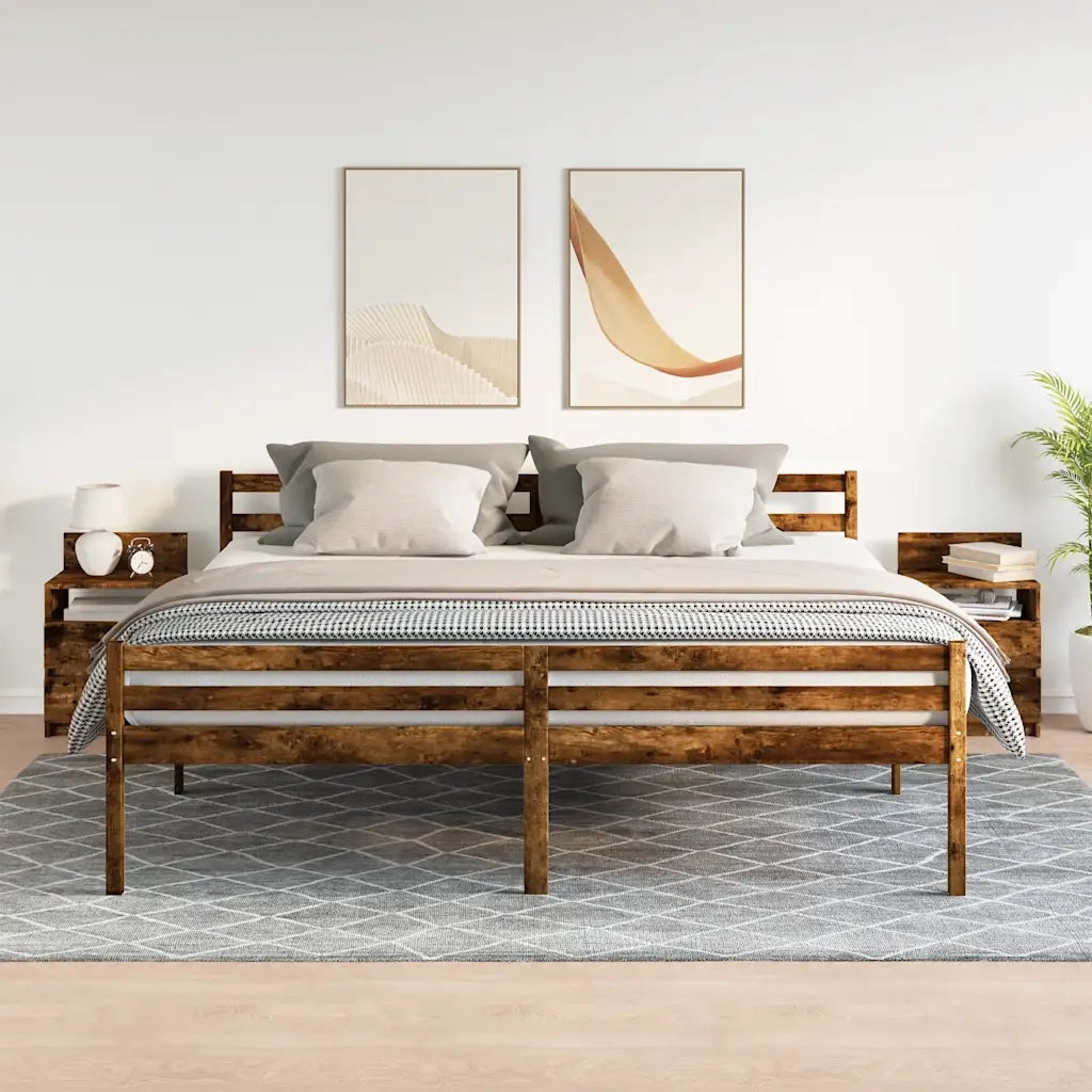 Comodini 2 pz con 2 Cassetti Rovere Fumo 40x33x60 cm 858569