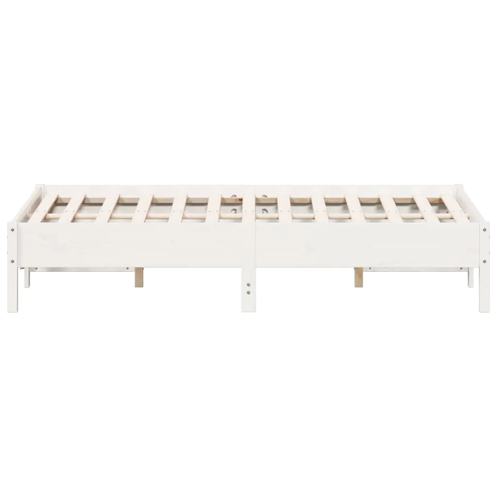 Letto senza Materasso Bianco 135x190 cm Legno Massello di Pino 842719