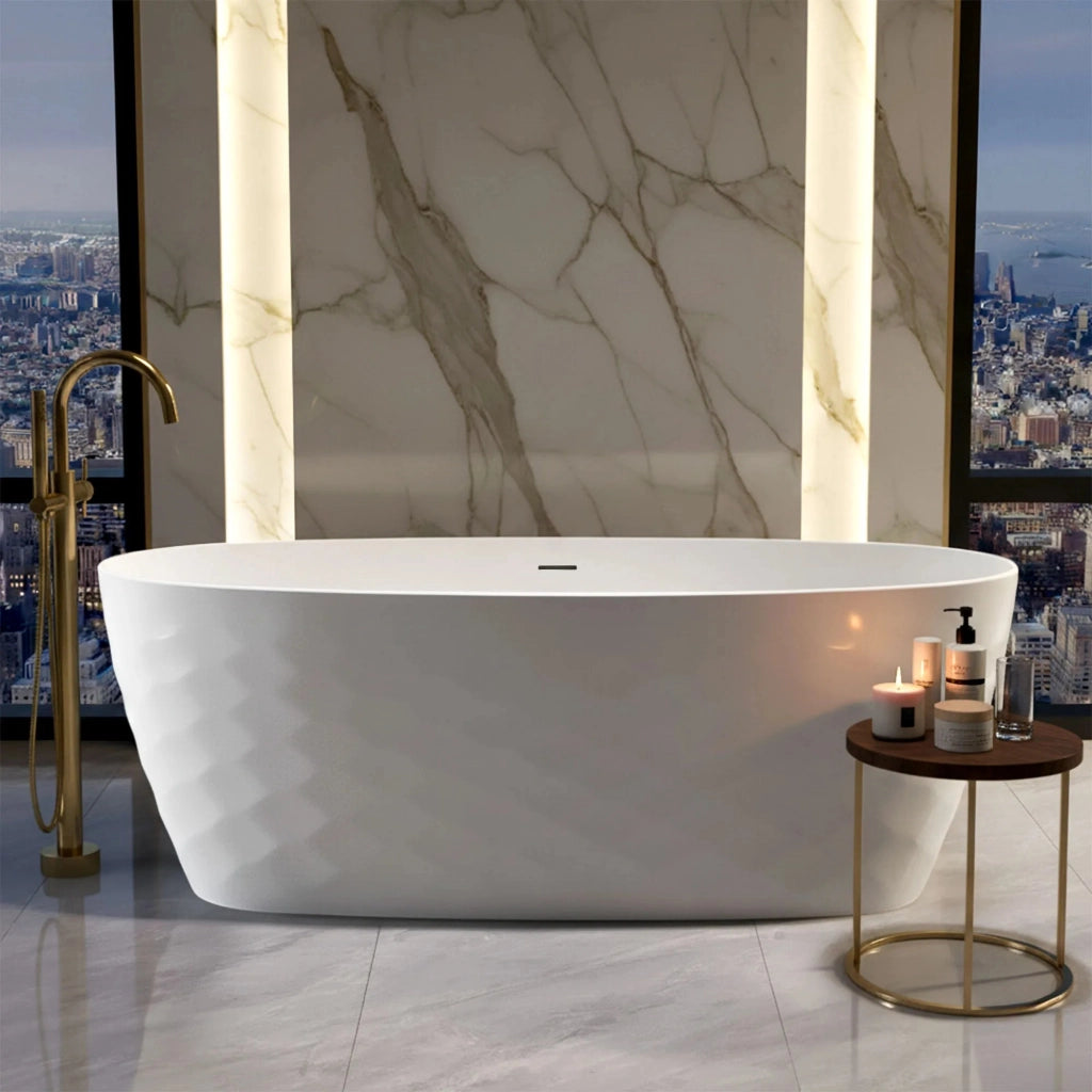 Vasca Da Bagno Freestanding In Acrilico Gaja 170 Copritappo rame spazzolato