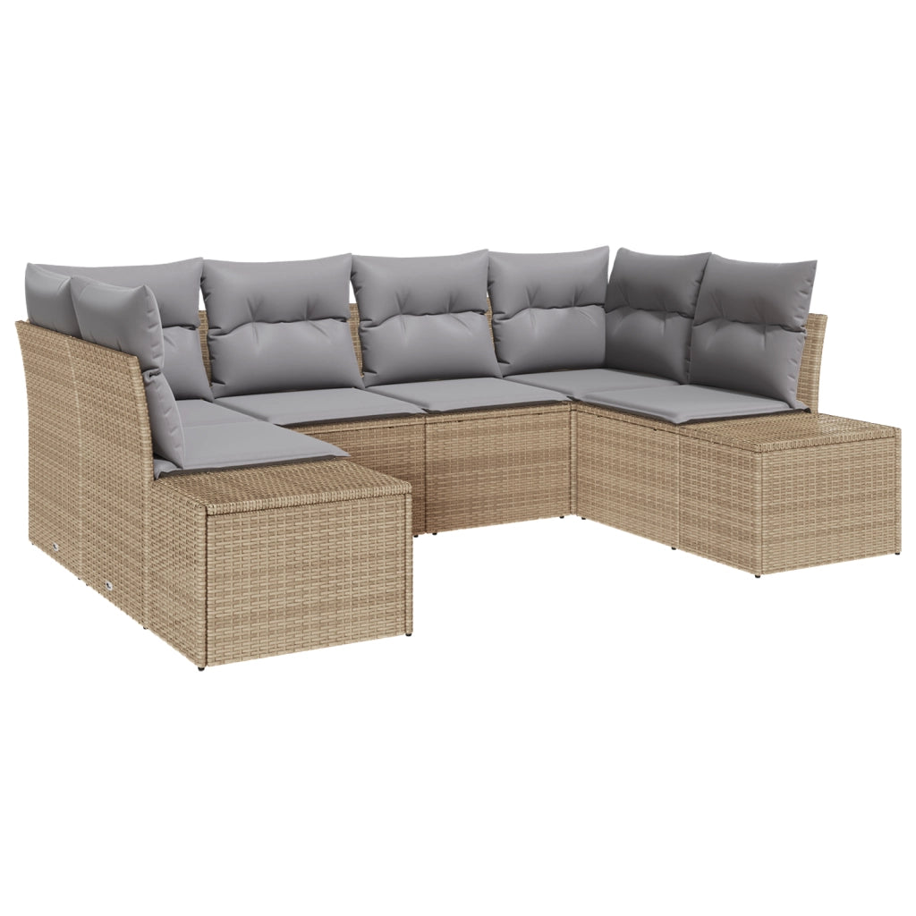 Set di divani da giardino 6 pezzi con cuscini Beige Polyrattan