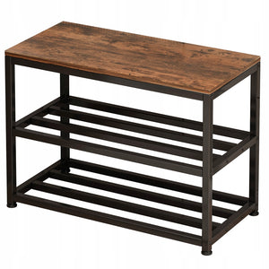 Armadio per scarpe con seduta, ampio ripiano industriale loft in legno retrò 62 cm