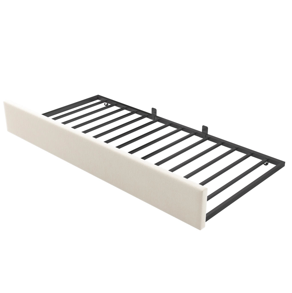 Divano letto per bambini con letto estraibile 90x200 cm in velluto beige