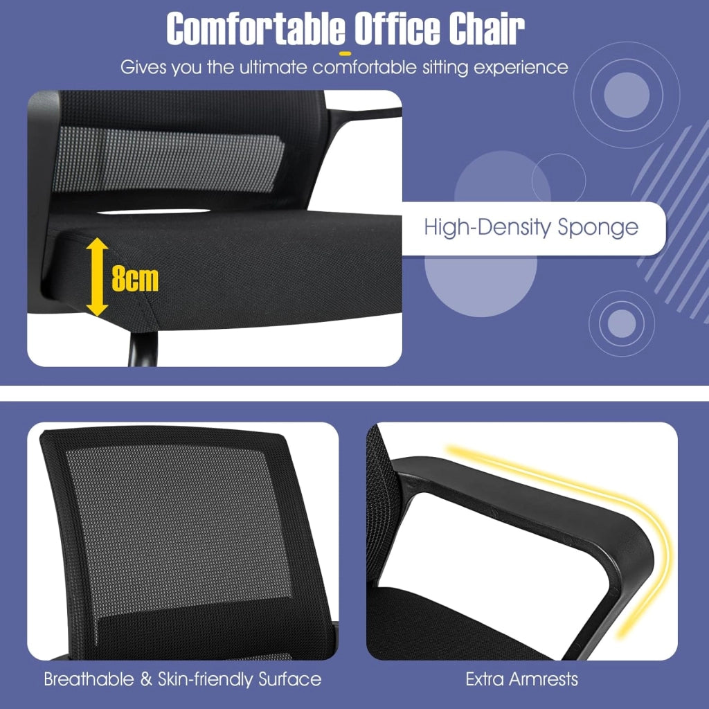 Set di 2 sedie cantilever con bracciolo, sedia da conferenza con supporto lordosi, sedia da ufficio senza ruote, sedie basculanti per sala riunioni e sala riunioni (2)