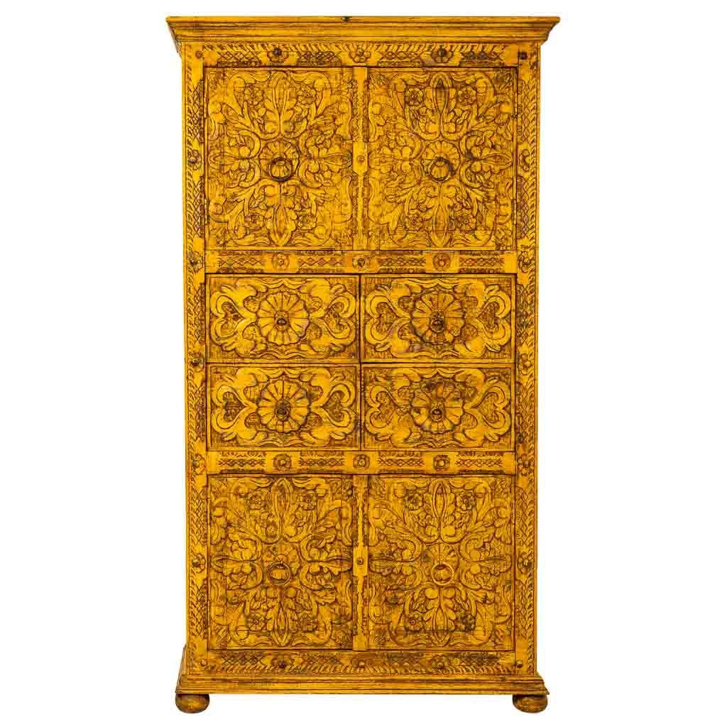 Armadio in legno artigianale giallo 102x44x183h cm