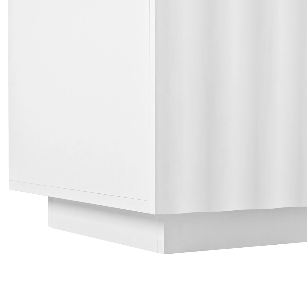 Tavolino basso fisso con due cassetti e fronte a onde in MDF e pannello truciolare bianco 100 × 50 × 40 cm