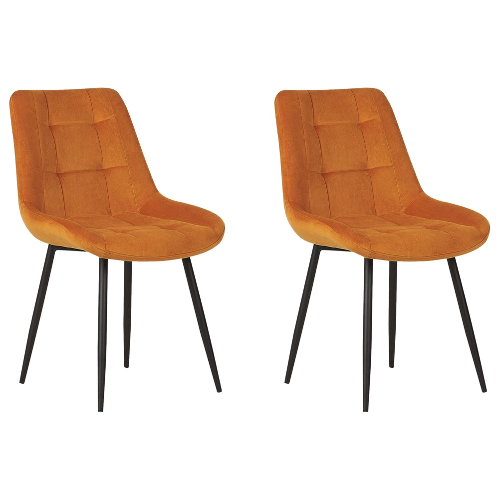 Set di 2 sedie da pranzo in velluto arancione gambe in ferro Nero sedie moderne imbottite