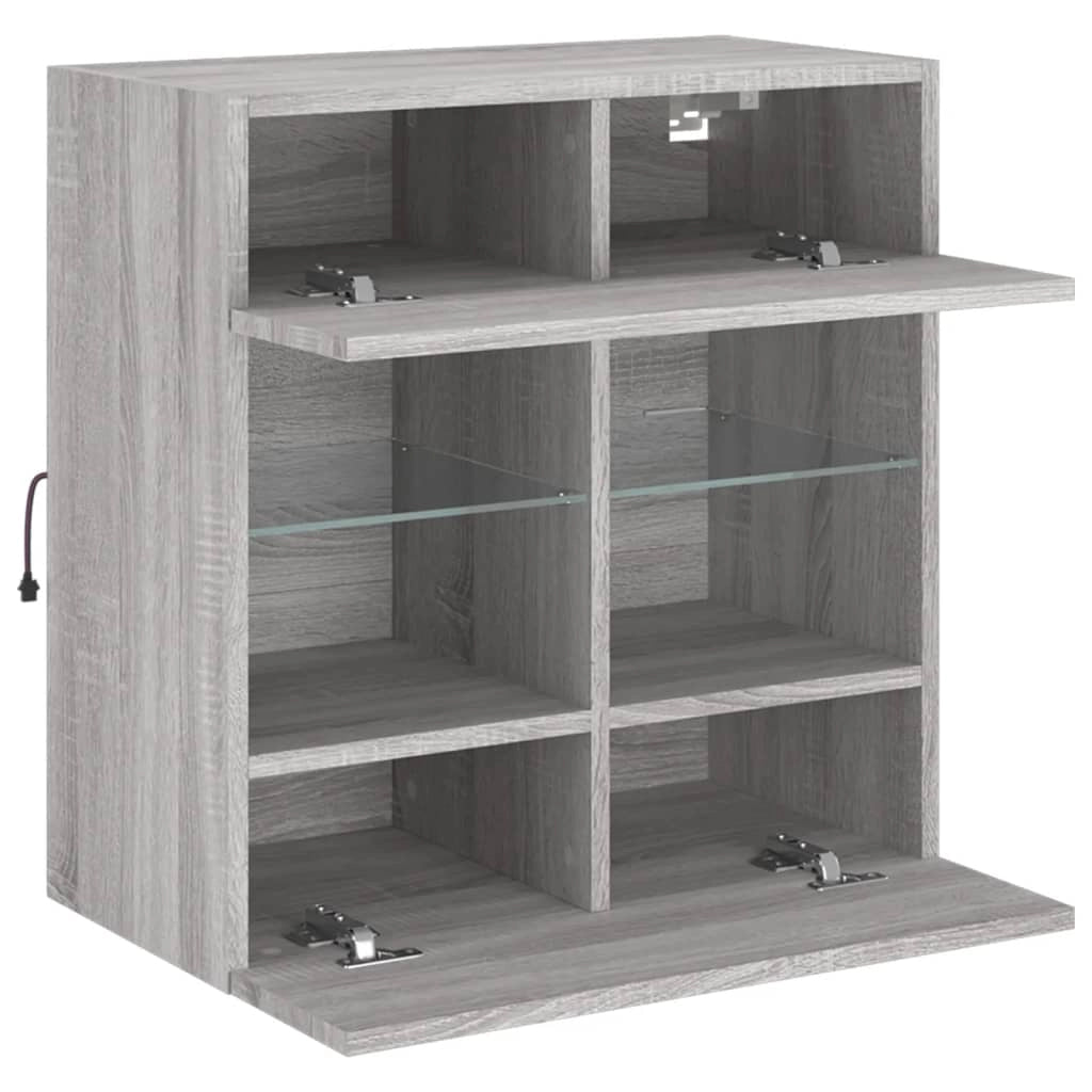 Mobile TV multimediale mensola TV credenza TV mobile TV da parete per sala da pranzo soggiorno camera da letto con luci LED Sonoma 58,5 x 30 x 60,5 cm grigio 02_0028052