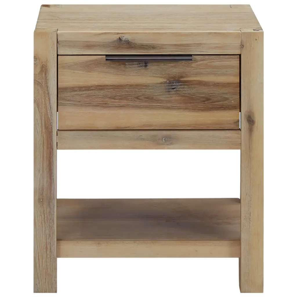 Comodino con Cassetto 40x30x48 cm in Legno Massello di Acacia cod mxl 30942