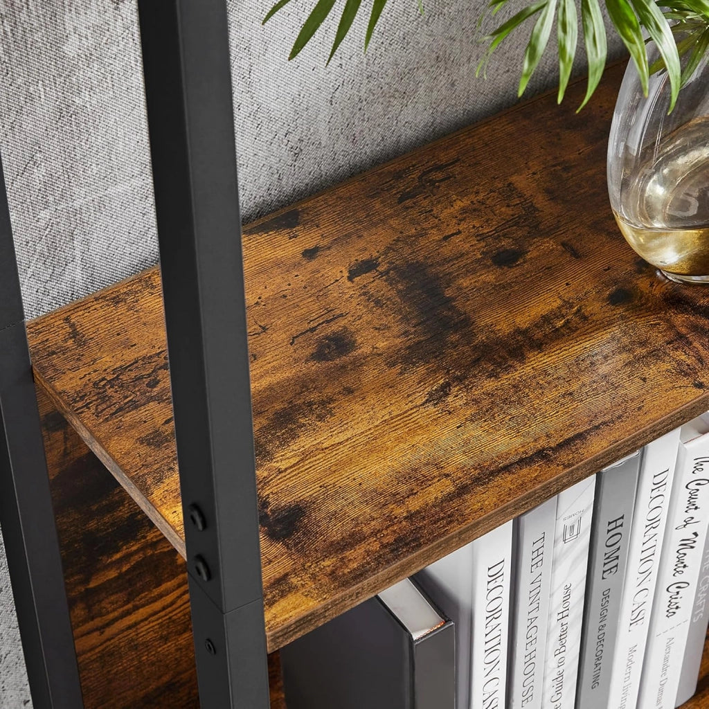 VASAGLE Libreria, Scaffale Portaoggetti, con 14 Ripiani, Struttura in Metallo, Soggiorno Studio Ufficio, Stile Industriale, 24 x 158 x 166 cm, Marrone Vintage e Nero Inchiostro LLS107B01