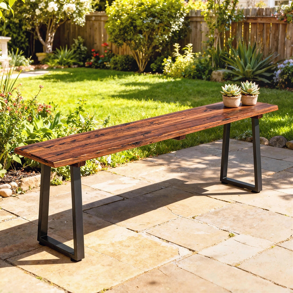 Panchina Giardino Legno Acciaio ¨C Zephmum ¨C Effetto Legno 150x28x48cm