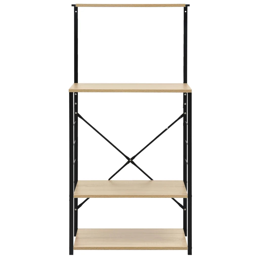 Mobile Microonde Nero e Rovere 60x39,6x123cm Legno Multistrato CFW3344476