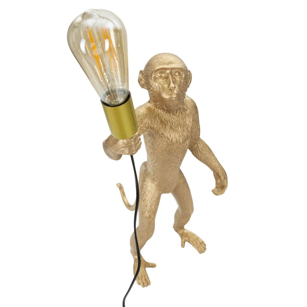 Lampada da Tavolo Scimmia 4, Oro, Poliresina, 26x34x55 cm
