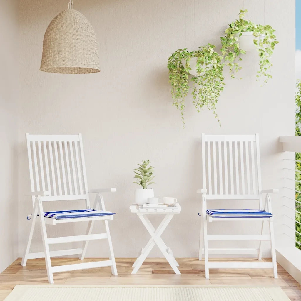 Cuscini per Sedia 2 pz Strisce Bianche e Blu 40x40x4 cm Tessuto 361011