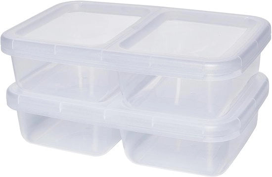 Set di contenitori per pasti con 2 compartimenti, da 2, 2,4 litri - contenitori per pasti riciclabili con coperchio ermetico - contenitori per cibi magnetron-resistenti in plastica BPA-free - contenitori per pasti resistenti al lavastoviglie