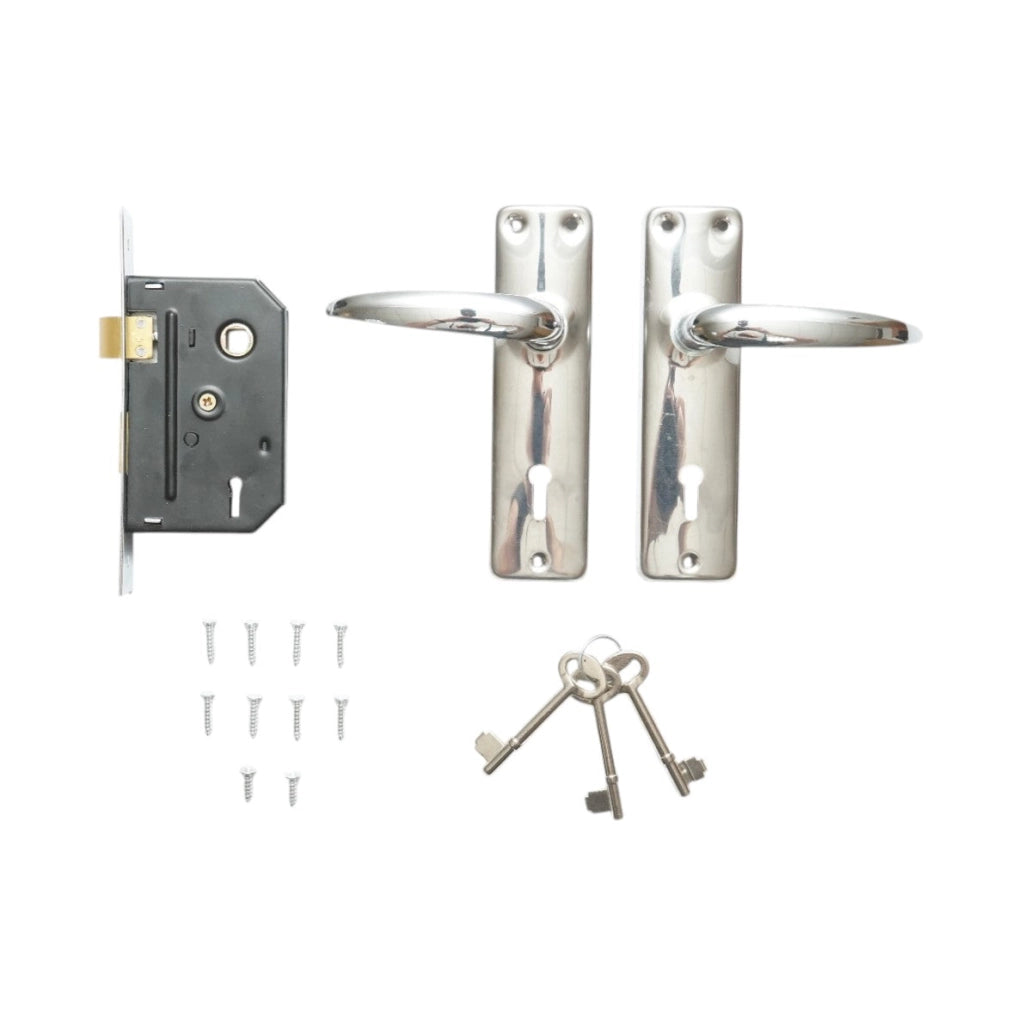 Serratura per porta con placche nichelate 57x100x60mm
