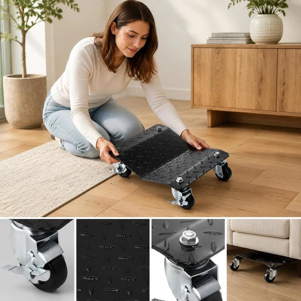 Portable Tire Trolley, 4 Pieces, 3000 Kg Load Capacity, Electric Vehicle Emergency Trolley, 4-wheel Tire Trolley, Robust, Mobile Trolley, Steel Trolley Tire Holder, Suitable For Cars, Motorcycles, Pickups, Etc.