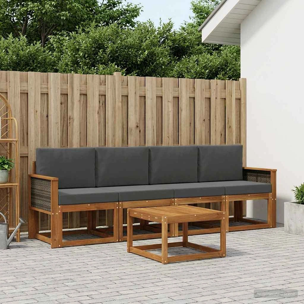 Set di divani da esterno 4 pz Naturale e Antracite 3384968