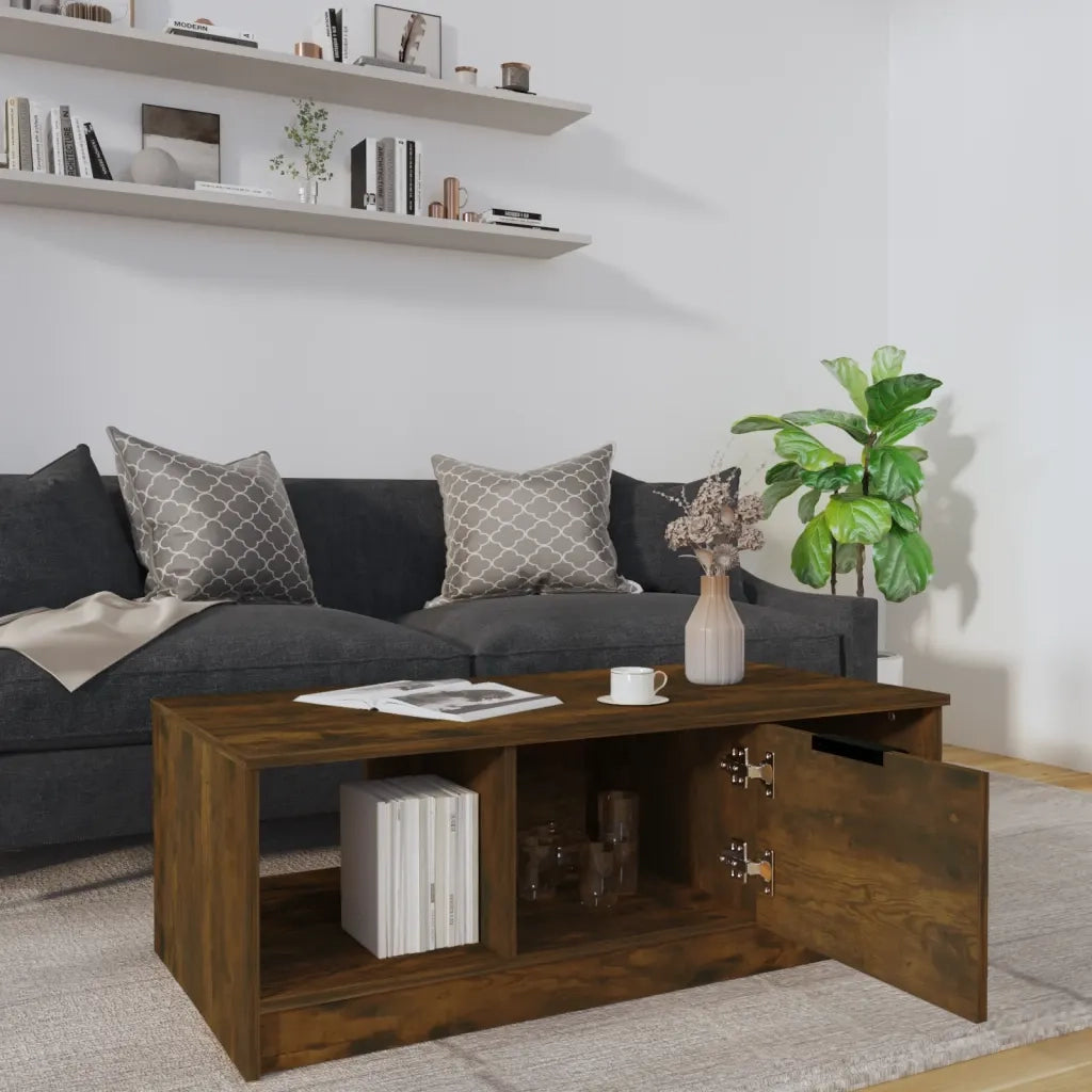 Tavolino da Salotto Rovere Fumo 102x50x36 cm Legno Multistrato 817078