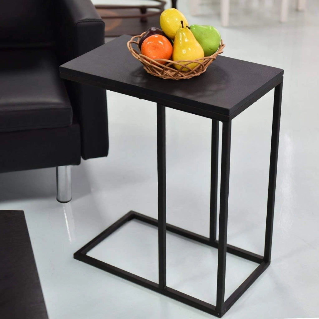 Tavolino laterale porta pc in legno da soggiorno Tavolino da caff¨¨ 59x28x48cm Nero-Tavolini