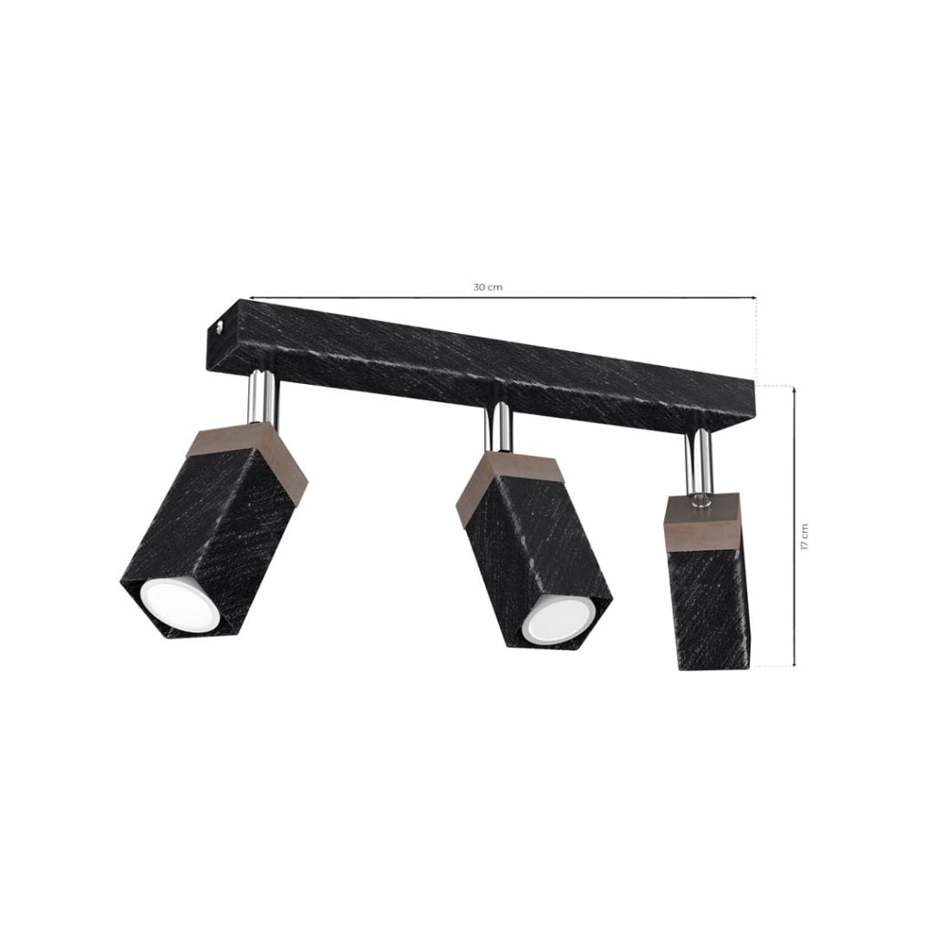 Plafoniera Milagro Solo 3xGU10 40W nera legno 30cm