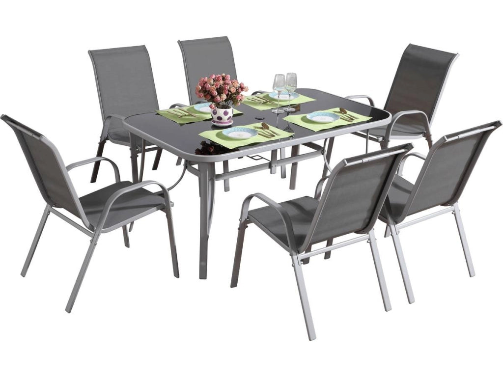 Salotto da giardino 6 posti "Cordoba + Porto" 6 persone- grigio chiaro