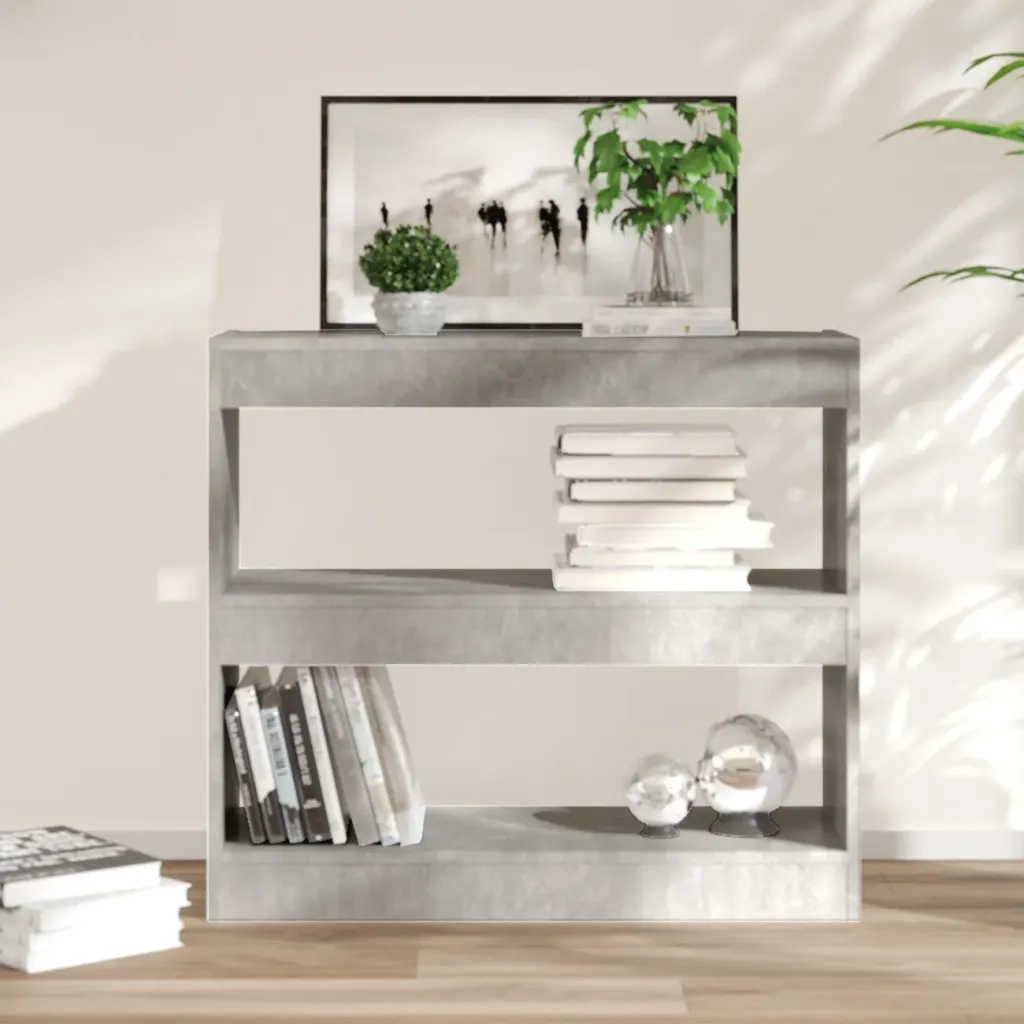 Libreria Divisorio-Scaffale per Libri-Mobile di Stoccaggio Grigio Cemento 80x30x72 cm