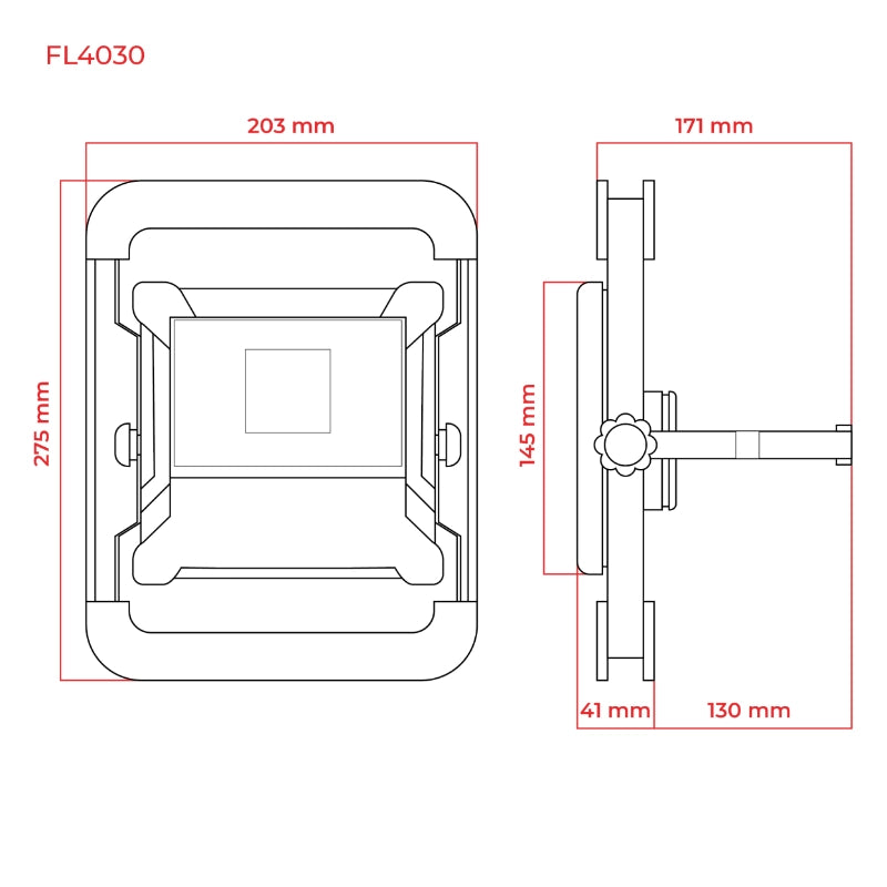 Faro LED 50W 230V con presa IP54 orientabile DPM FL4030