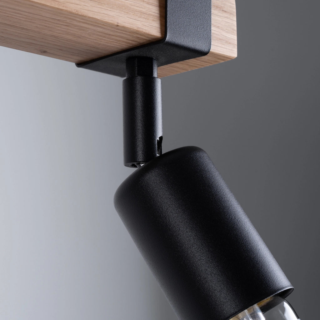Spot soffitto industriale 2 luci nero/legno E27 LIMERO