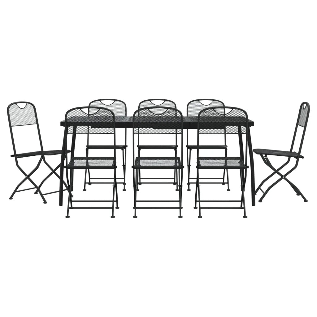 Set da Pranzo da Giardino 9pz | Set Salotto da Giardino Antracite in Rete Metallica