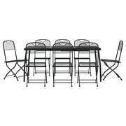 Set da Pranzo da Giardino 9pz | Set Salotto da Giardino Antracite in Rete Metallica
